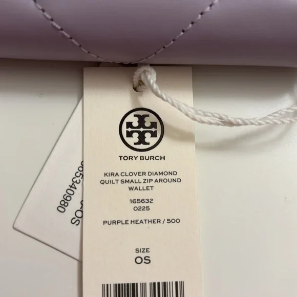 Tory Burch Kira clover Diamond purple small zip wallet Nwt - Picture 4 of 6